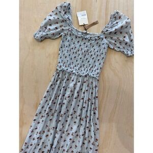 The New Society Jane Dress 16Y Blue Floral Smocked Organic Cotton NWT Cottagecor